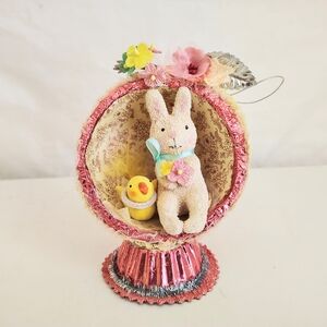 Vintage Floral Bunny and Chick Easter Home Accent